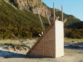 The wood structures, built from locally sourced pine, offer viewports for surveying the scenery
