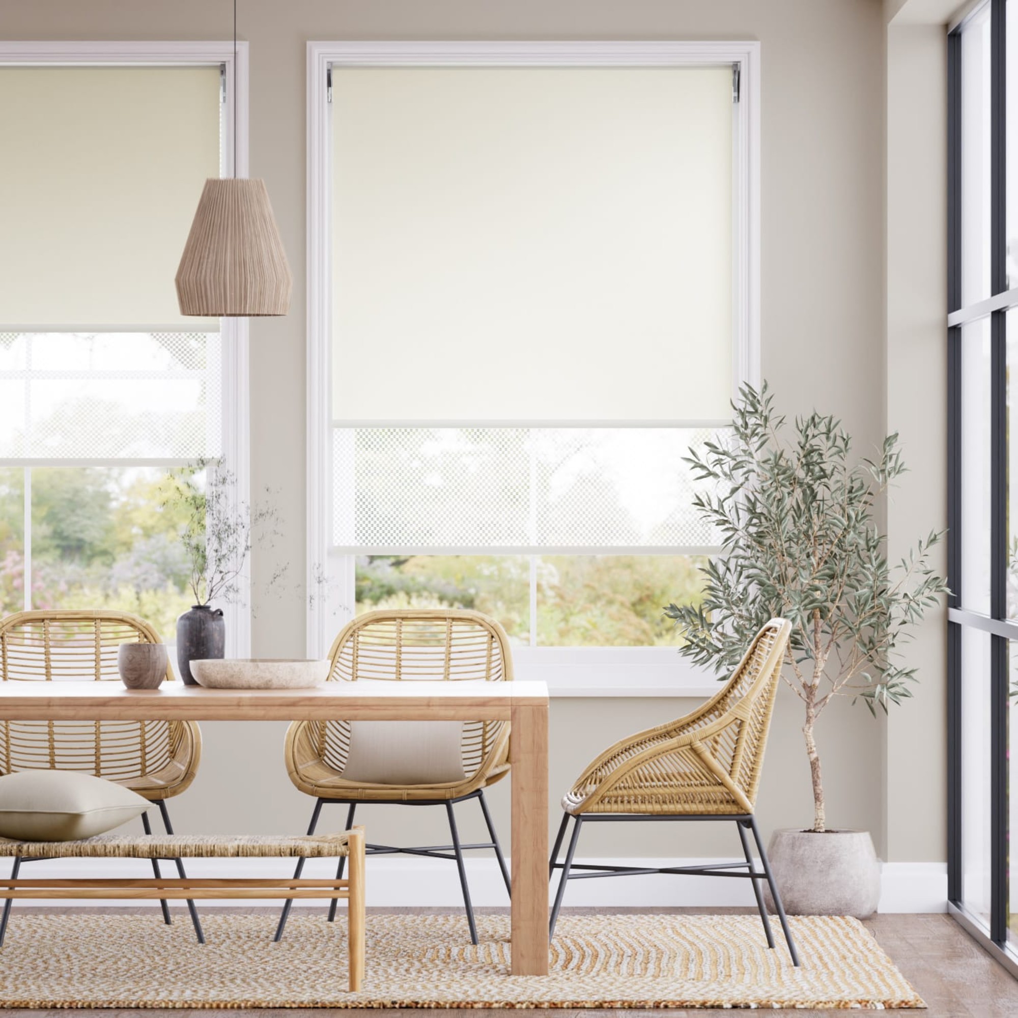 Blinds2Go Umbra Linen White Double Roller Blind