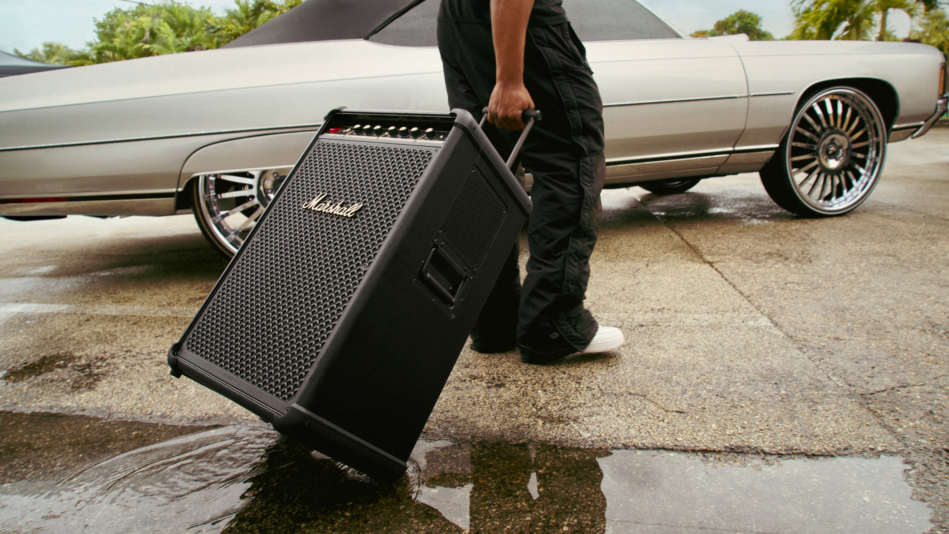 Marshall Bromley 750 being wheeled to a car