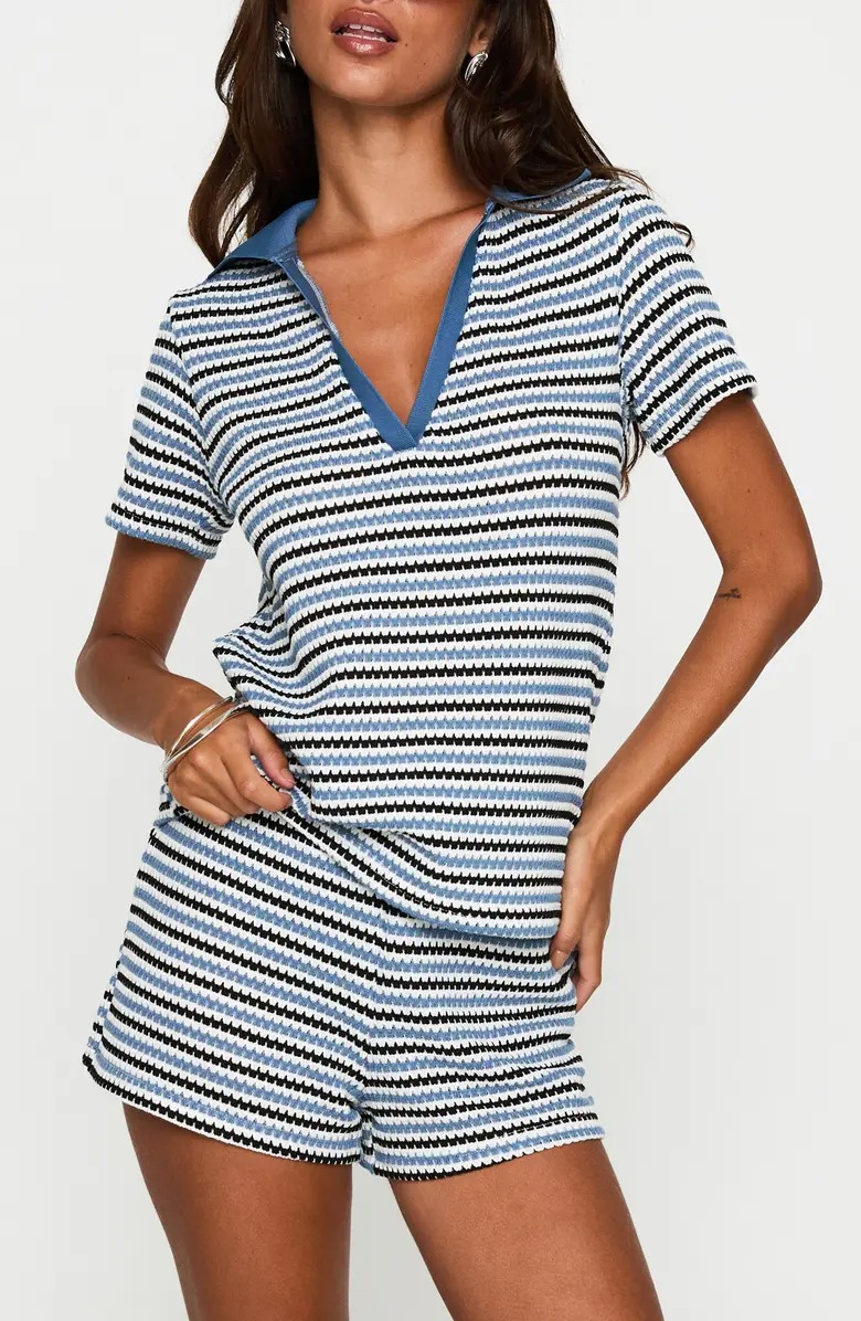 Princess Polly, On Vacation Open Stitch Top &amp;amp; Shorts Set
