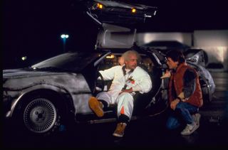 Michael J. Fox (right) and Christopher Lloyd appear in 