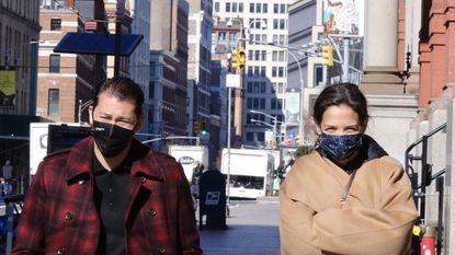 new york city, ny march 8 katie holmes and emilio vitolo jr out for a walk on march 8, 2021 in new york city, new york photo by lrnycmegagc images