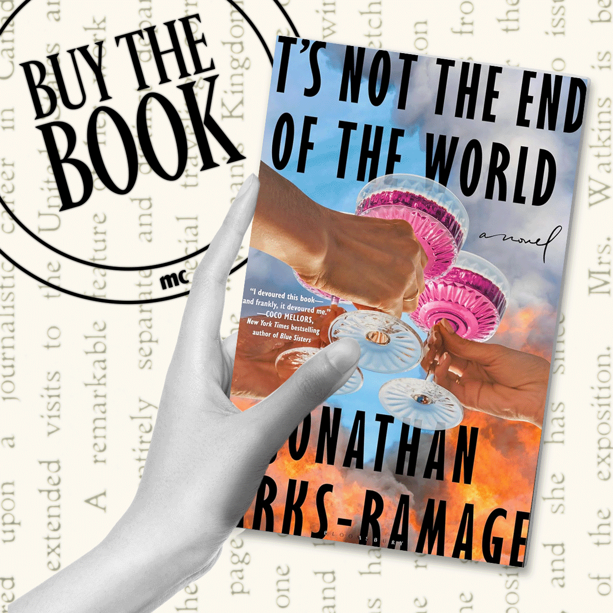 marie claire buy the book franchise with a hand holding covers of cli-fi books