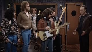 "More Cowbell" SNL sketch with musicians in the studio
