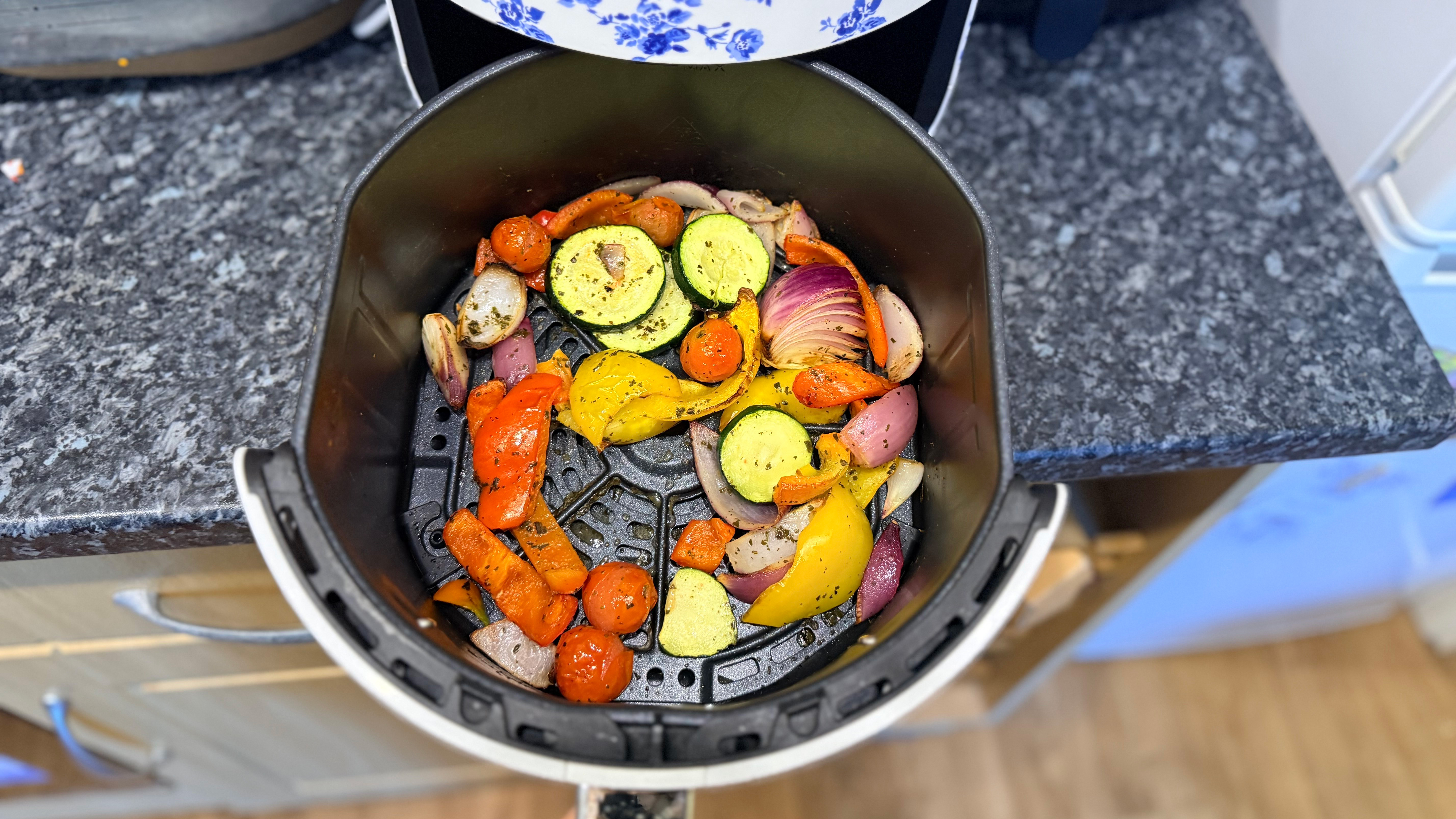 food cooked on the laura ashley air fryer in the air fryer basket