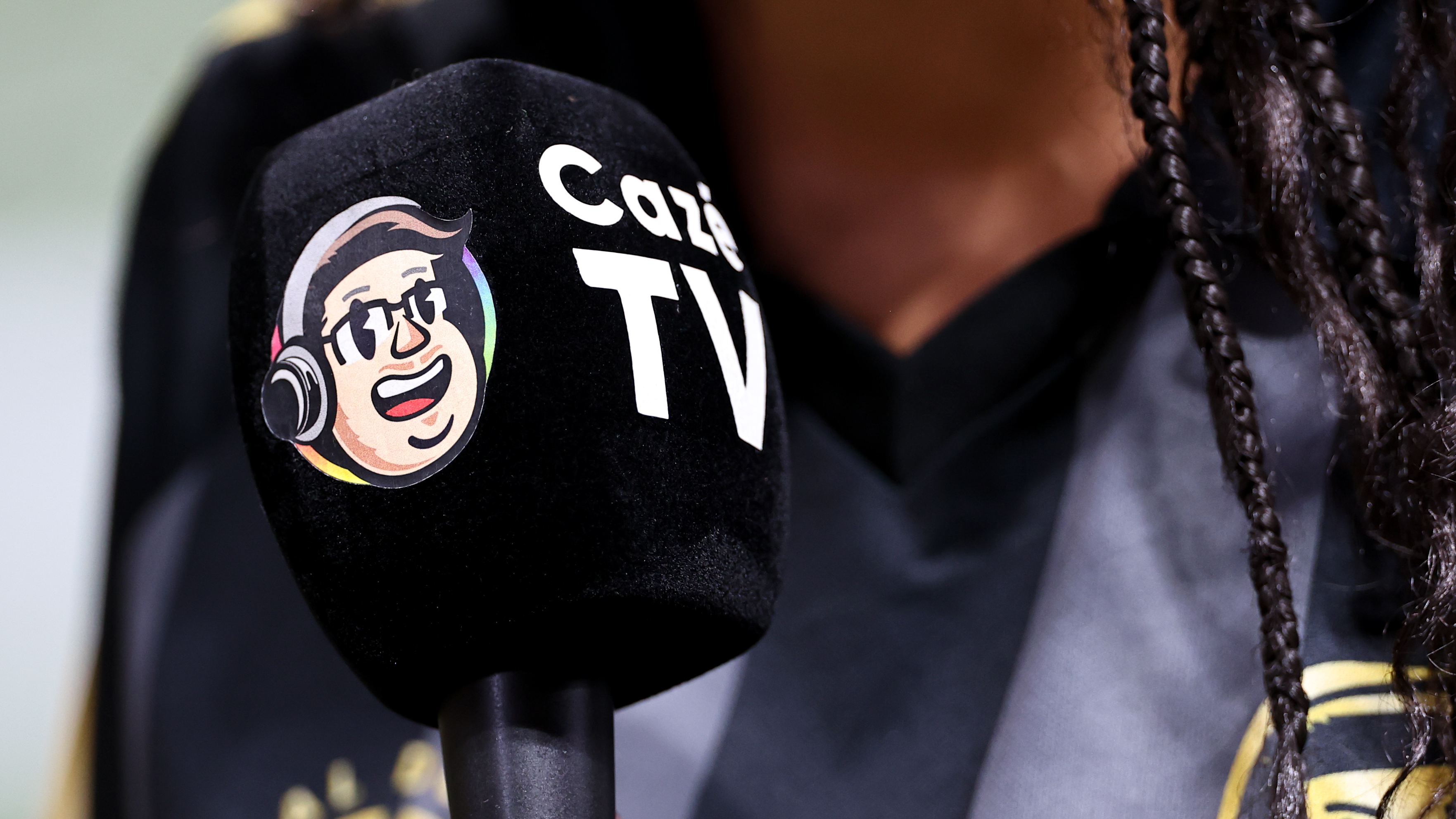 Detail of a CazeTV microphone
