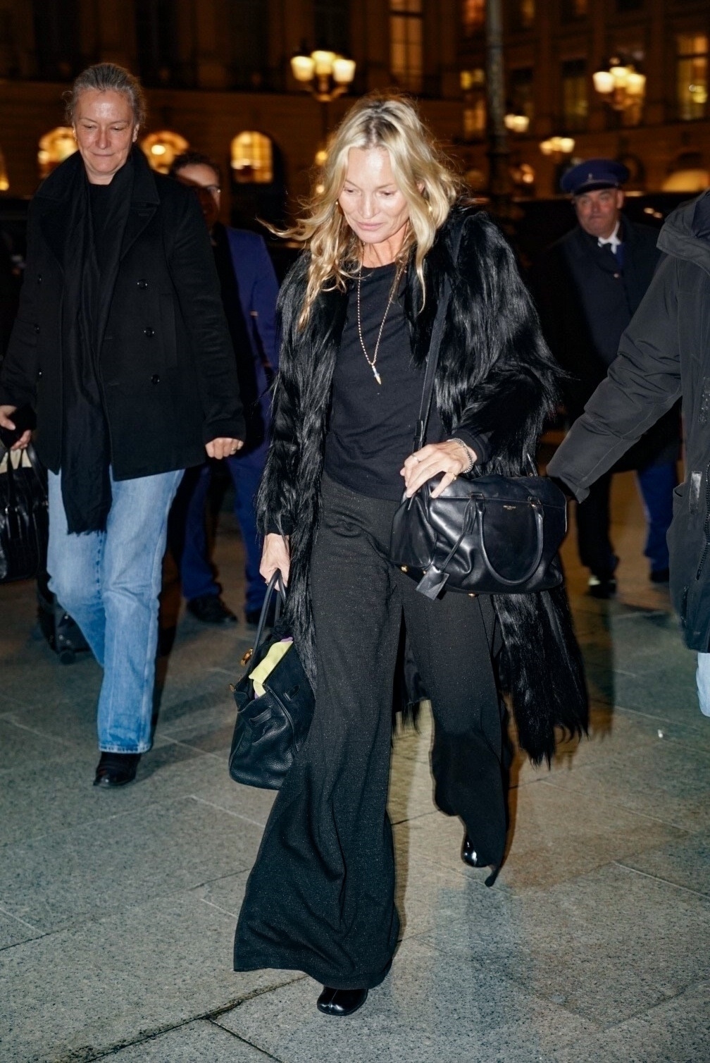 Kate Moss wears black trousers in Paris at the Ritz
