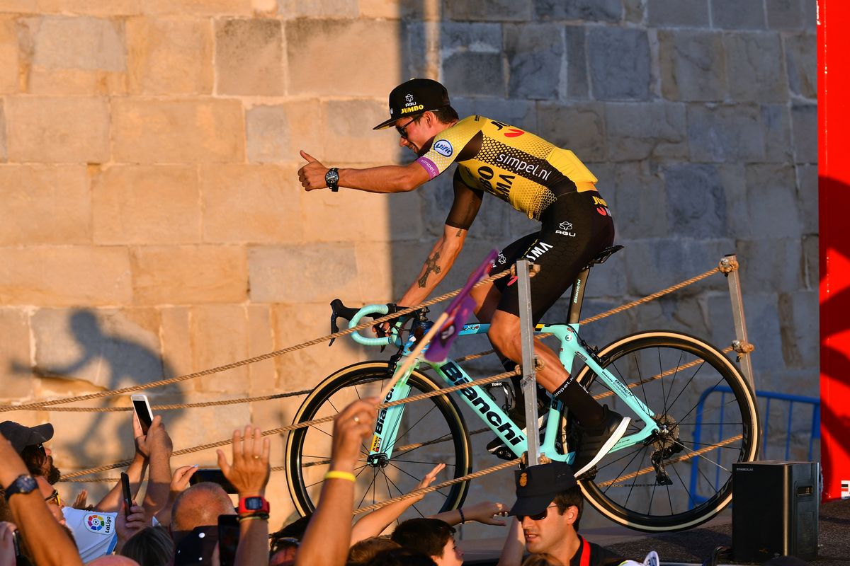 Primoz Roglic (Jumbo-Visma) seemed happy to be at the Vuelta