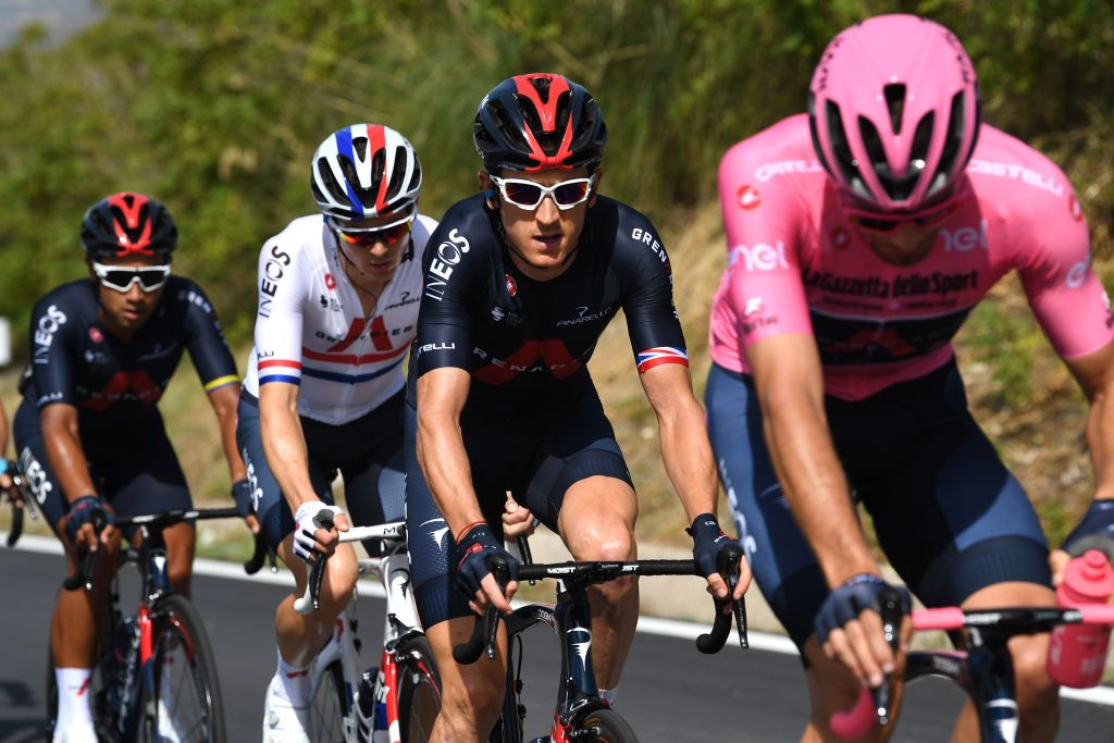 AGRIGENTO ITALY OCTOBER 04 Geraint Thomas of The United Kingdom and Team INEOS Grenadiers during the 103rd Giro dItalia 2020 Stage 2 a 149km stage from Alcamo to Agrigento 243m girodiitalia Giro on October 04 2020 in Agrigento Italy Photo by Tim de WaeleGetty Images