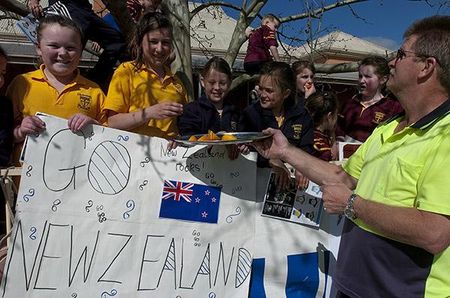 Plenty of support for the Kiwis on the tour - but they keep eating all the oranges!