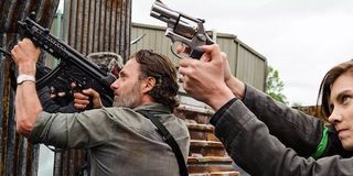 Rick, Ezekiel, and Maggie attacking The Sanctuary