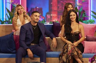 (l-r) Andrea Carmona, Miguel Harichi, Daniela Ortiz Rivera, Leah Kateb at the 'Love Island USA' season 6 reunion