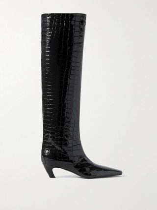 Davis Croc-Effect Leather Knee-High Boots