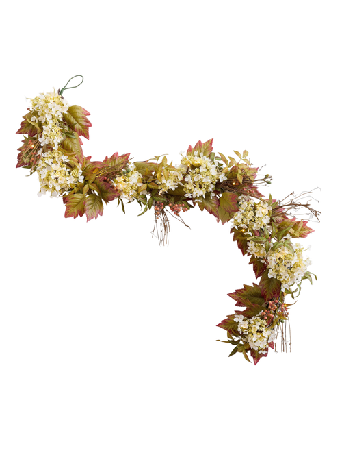 Faux Oak Leaf and Hydrangea Garland