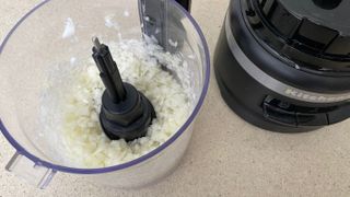 kitchenaid food processor chopping onions