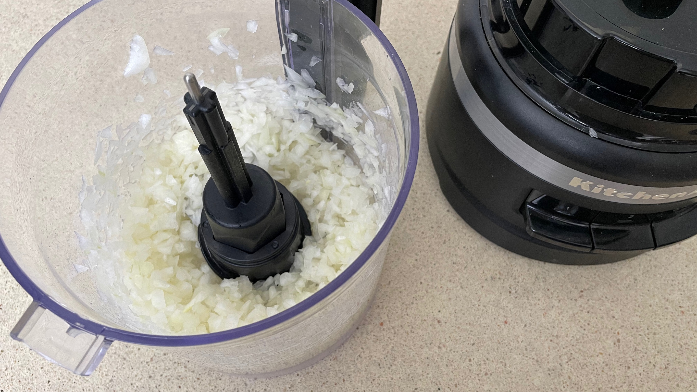 kitchenaid food processor chopping onions