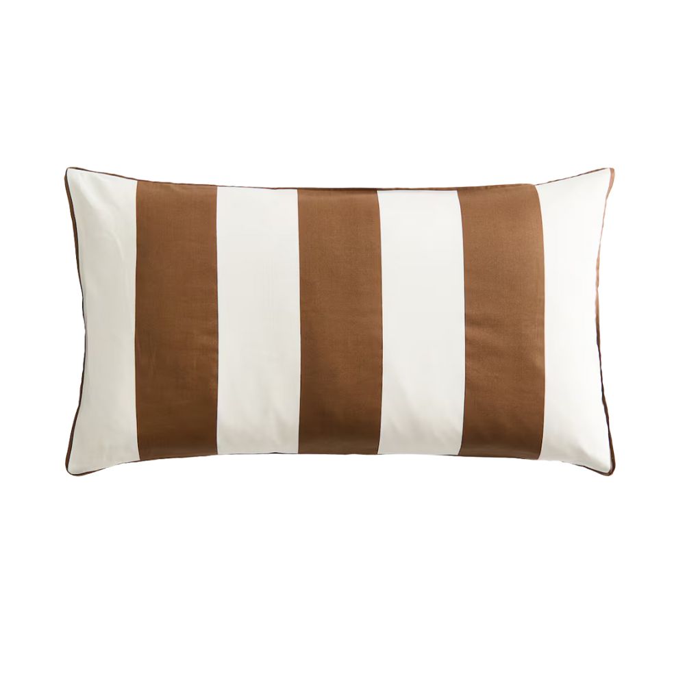 Brown Striped Cotton Sateen Pillowcase