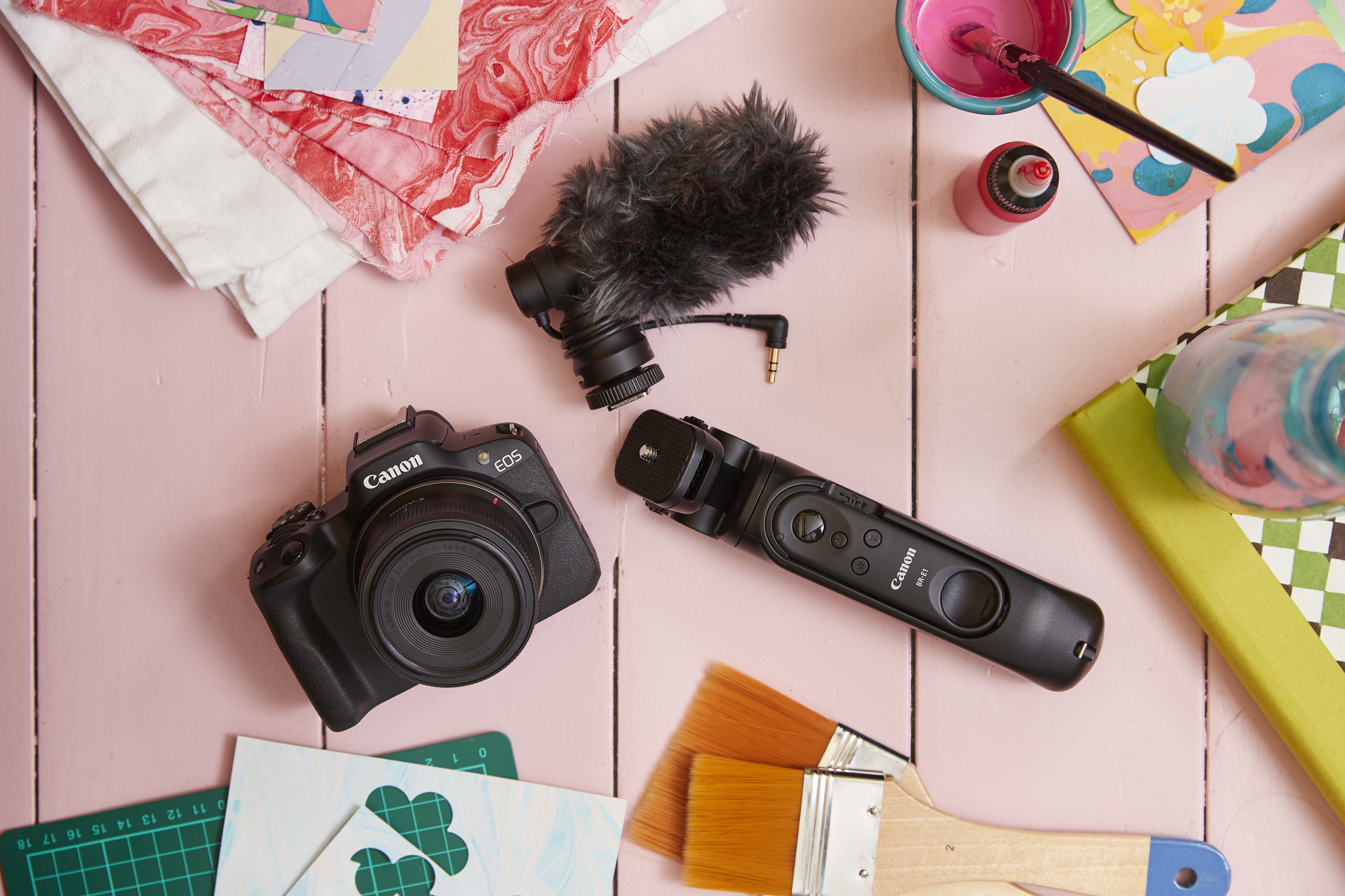 Canon EOS R50 Content Creator Kit – includes camera, RF-S 18-45mm lens, tripod and microphone
