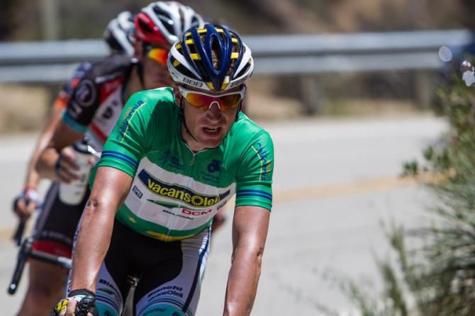Lieuwe Westra (Vacansoleil-DCM) on the front of the break.