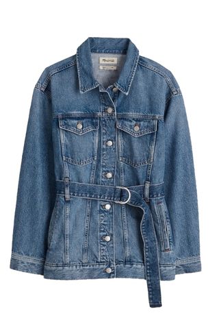 Belted Oversize Trucker Jean Jacket