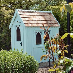 Blue garden shed