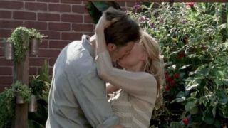 The Governor and Andrea kissing in The Walking Dead.