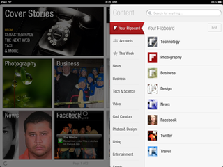 Flipboard for iPad sections of news