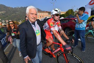 COMO, ITALY - OCTOBER 13: Arrival / Gianni Savio of Italy Team Manager Androni Giocattoli - Sidermec / Mattia Cattaneo of Italy and Team Androni Giocattoli - Sidermec / during the 112th Il Lombardia 2018 a 241km race from Bergamo to Como / IL / on October 13, 2018 in Como, Italy. (Photo by Tim de Waele/Getty Images)
