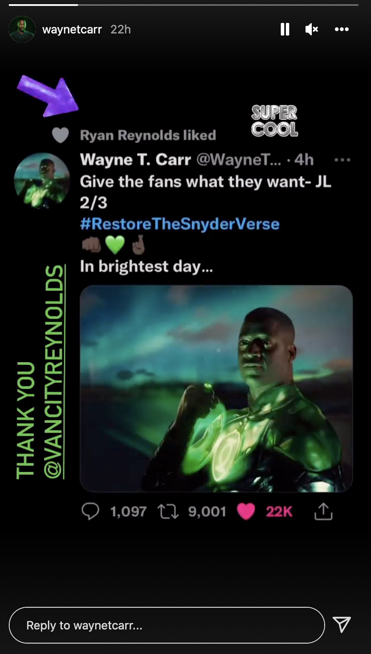 Wayne T. Carr's Instagram Story