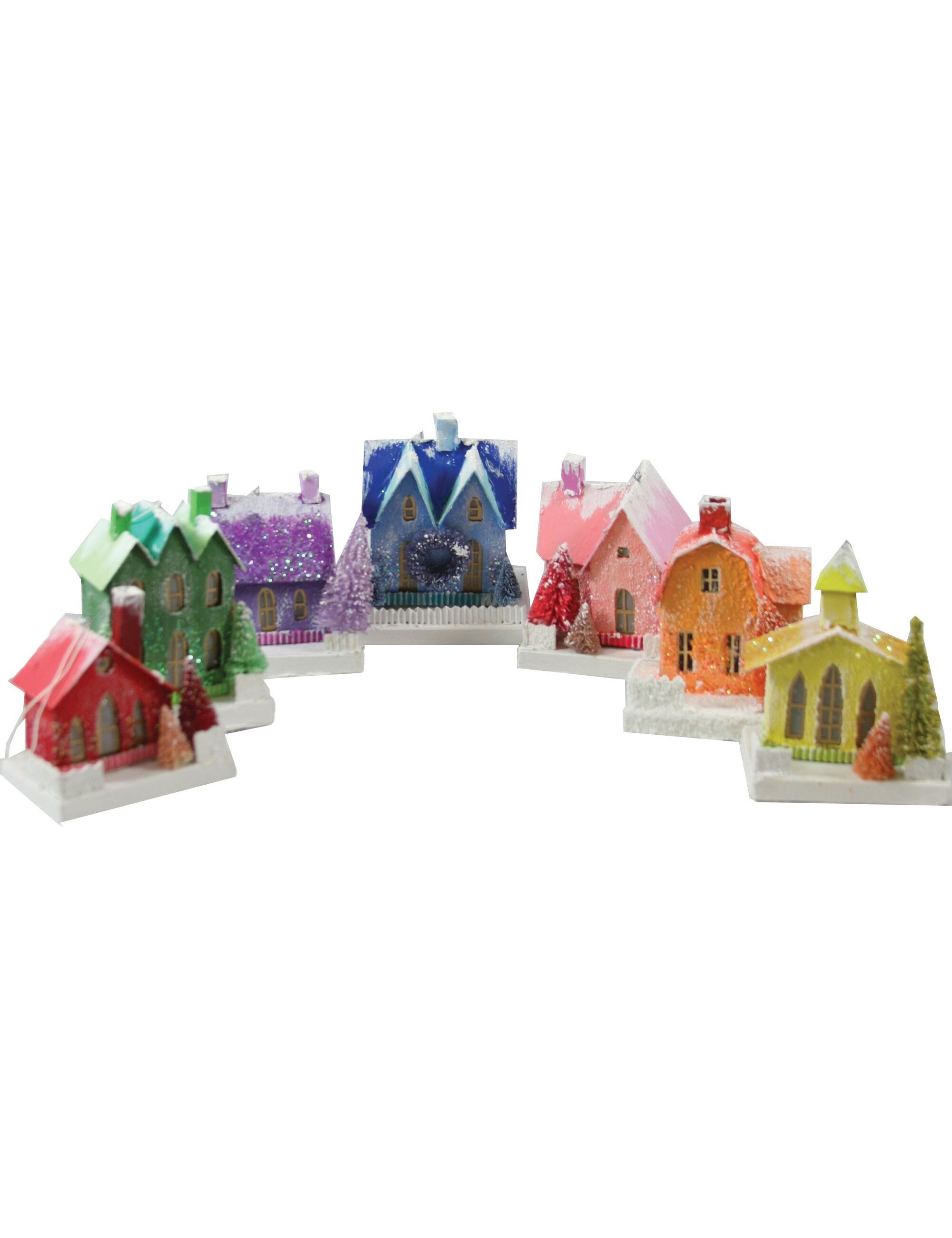 Set of 7 Mini Colorful Houses