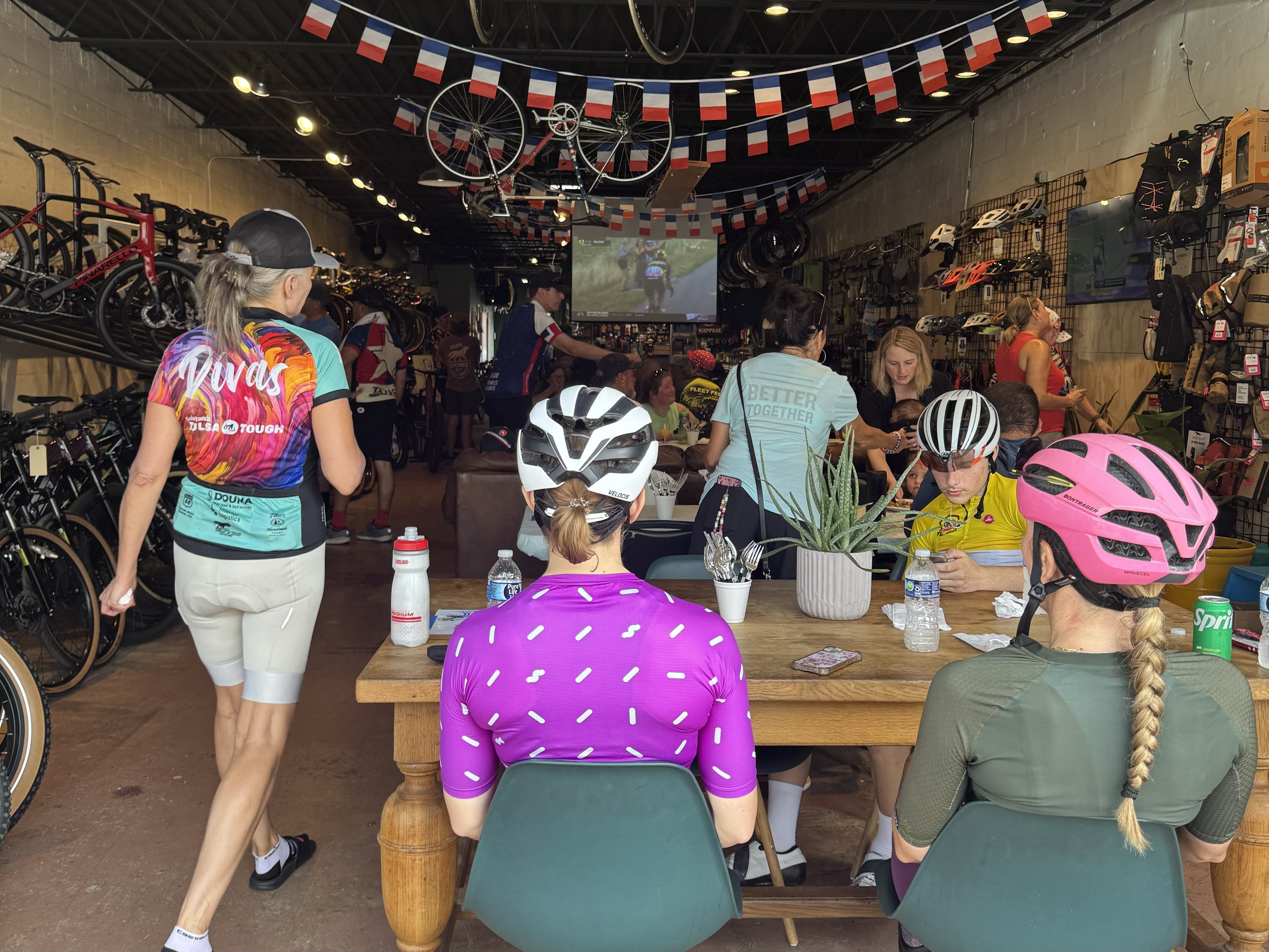 People riding bikes or watching the Tour de France