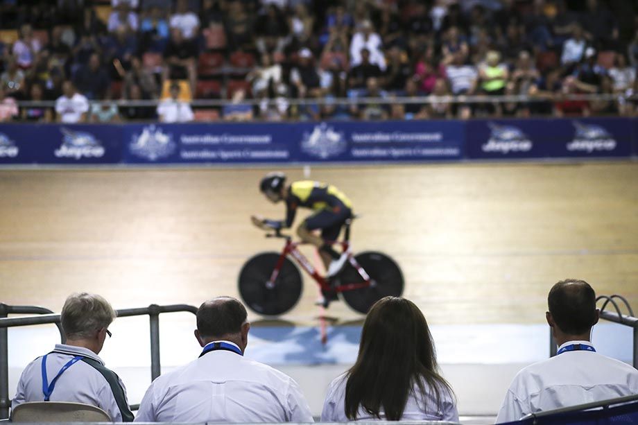 The officials watch on