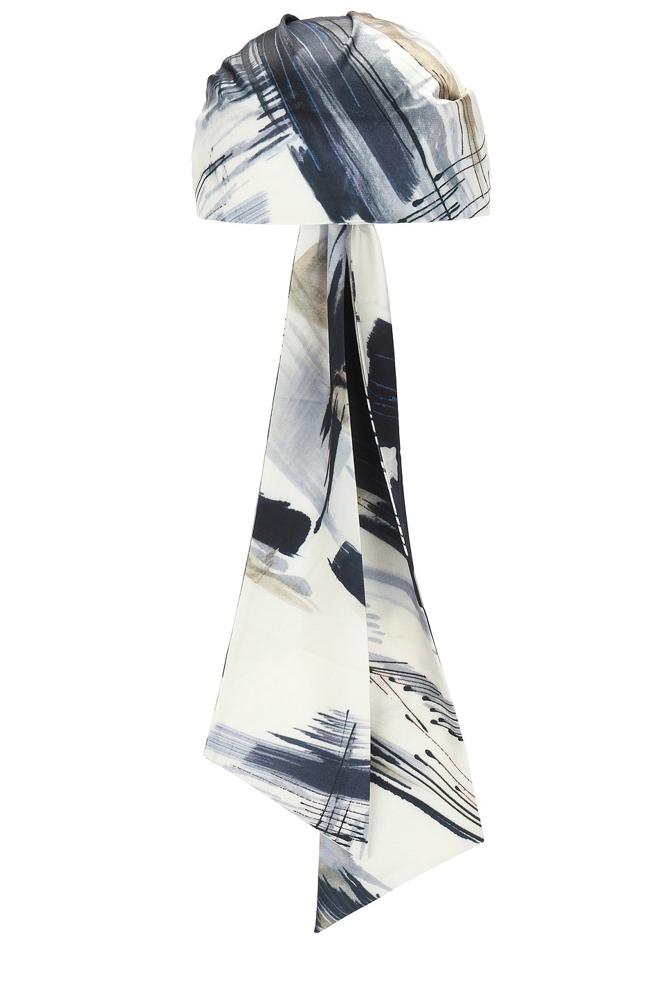 Eugenia Kim, Gigi headscarf in ivory, beige and navy blue