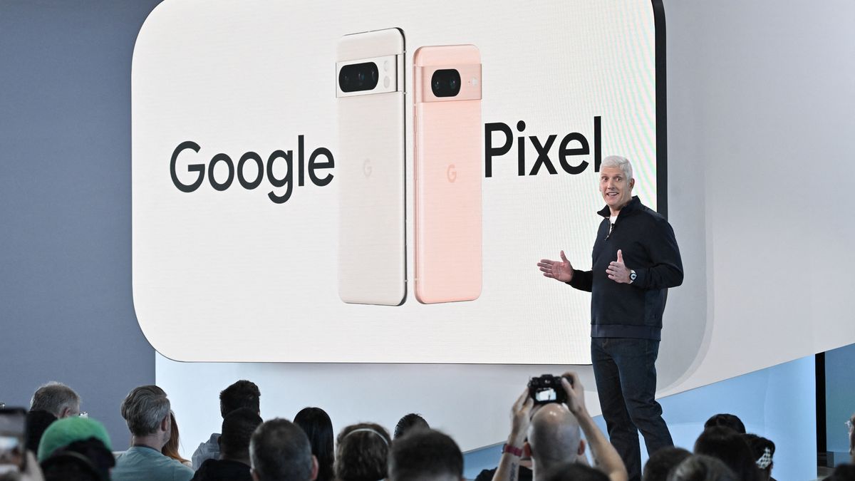 Made by Google hardware event with Google executive Rick Osterloh on stage