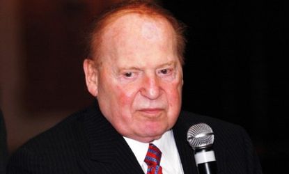Sheldon Adelson in 2005: The casino tycoon and his wife, who have given $10 million to a pro-Gingrich super PAC, are being aggressively wooed by Team Romney.