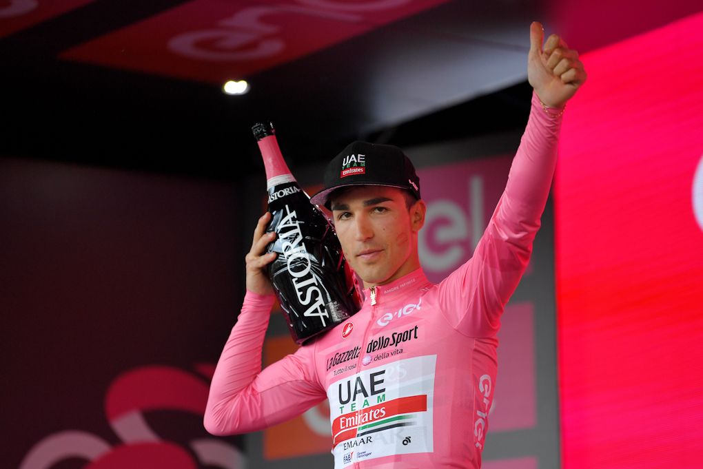 Valerio Conti in pink after stage 10 at the Giro