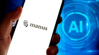 Manus AI logo on smartphone screen