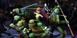 Teenage Mutant Ninja Turtles ninja turtles april and splinter fight ninjas