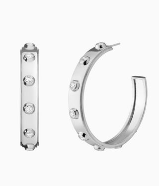Aether x Shahla white gold hoop earrings studded with sustainable diamonds