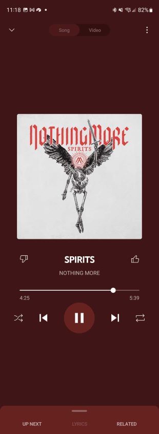 YouTube Music's playback UI on smartphone