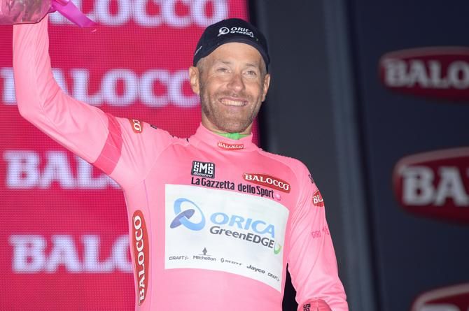 Svein Tuft (Orica-GreenEdge) in pink at the 2014 Giro d'Italia