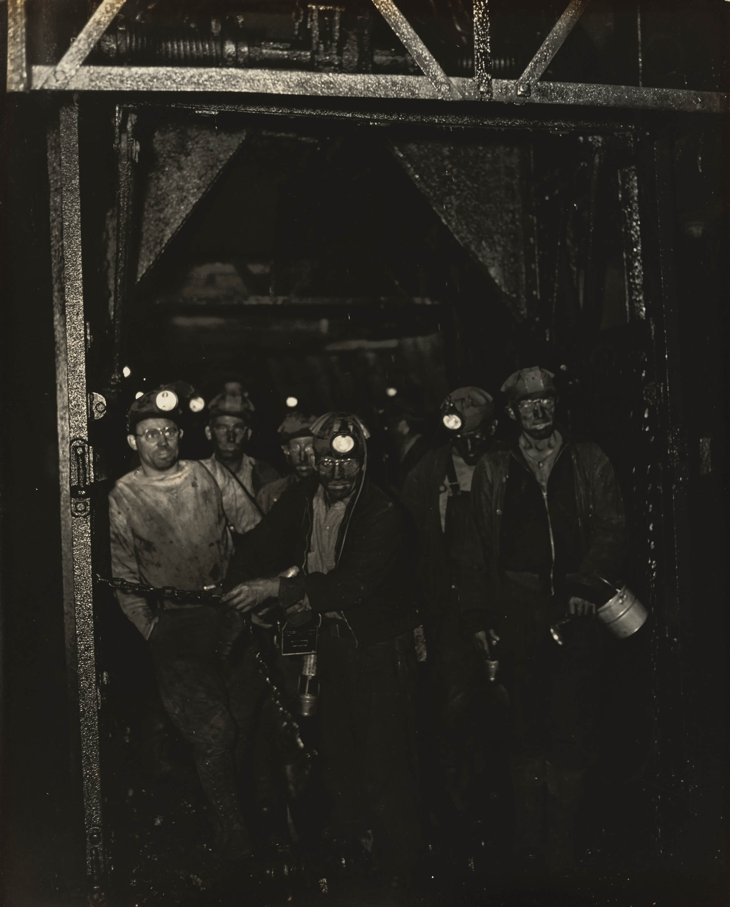 Coal miners underground.