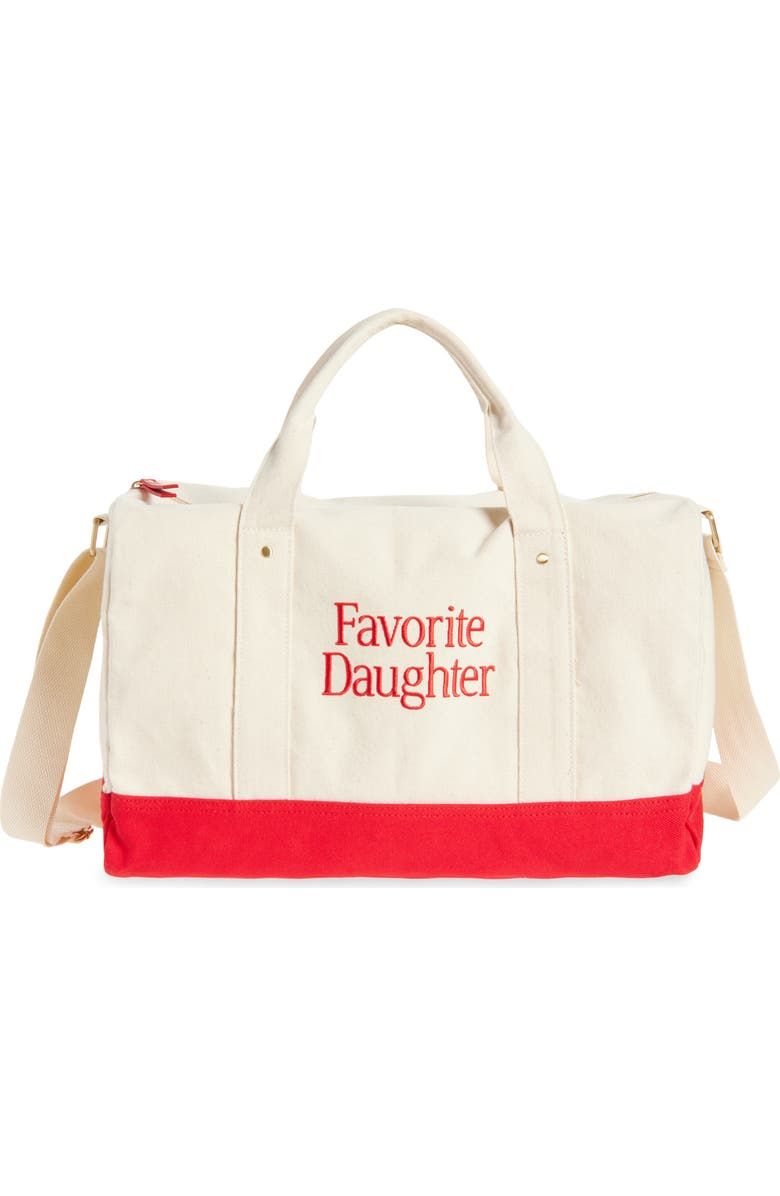 Logo Embroidered Canvas Duffle Bag