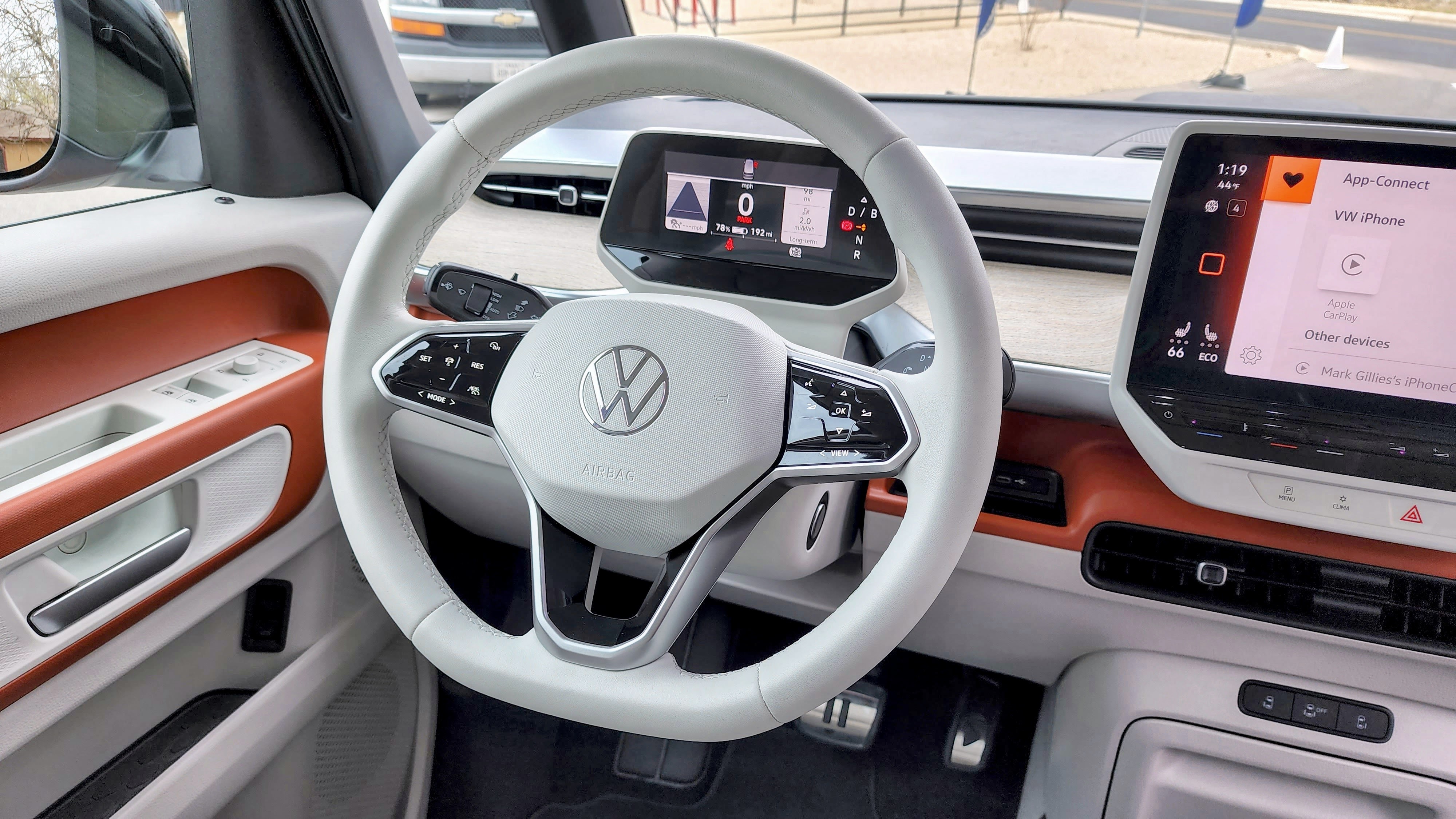 Side-view of the steering wheel