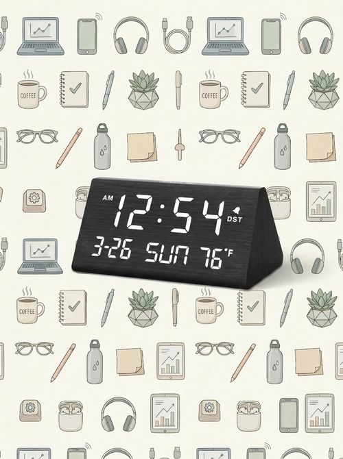 Wooden Desk Clock With USB Port