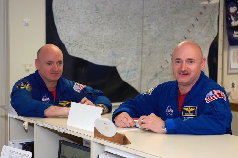 Mark and Scott Kelly in their flight suits