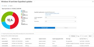 How devices with Insufficient Update Connectivity show up in the Windows Expedited update report in Intune