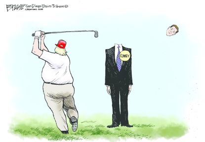 Political Cartoon U.S. Trump Golf Comey FBI Russia