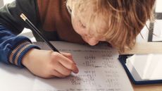 A boy doing homework