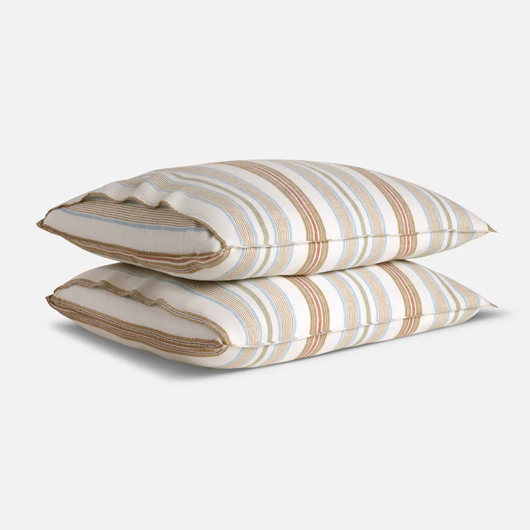 Striped washed linen pillowcases